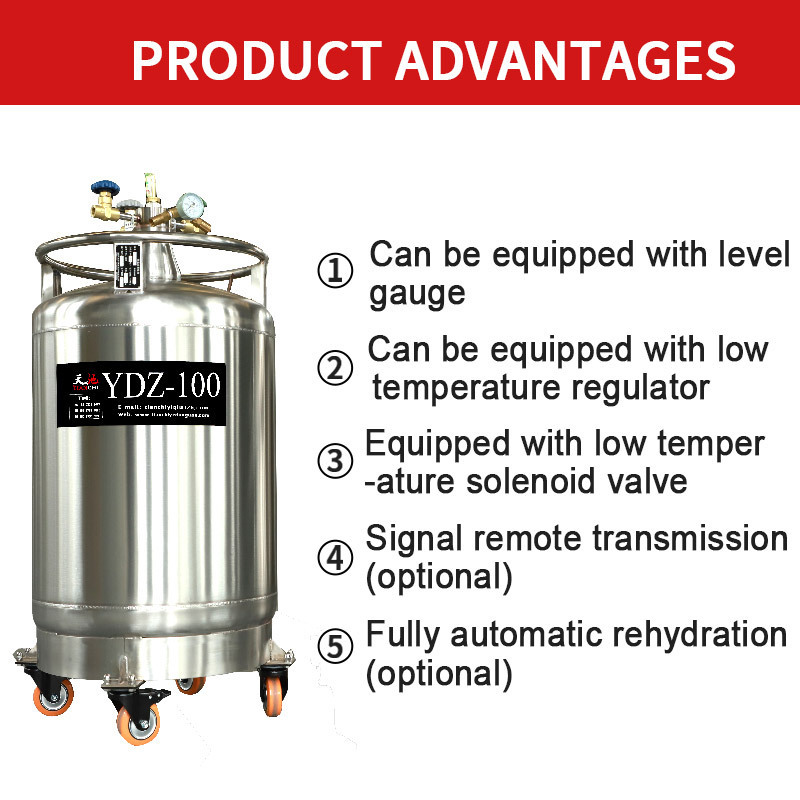 Self-pressurized Cryogenic Tank YDZ-15 ~ 1000L Stainless Steel Storage Liquid Nitrogen Container