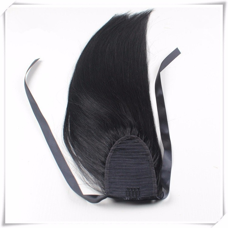 Indian remy hair ponytail extension wholesale drawstring ponytail natural color drawstring ponytail human hair for black women