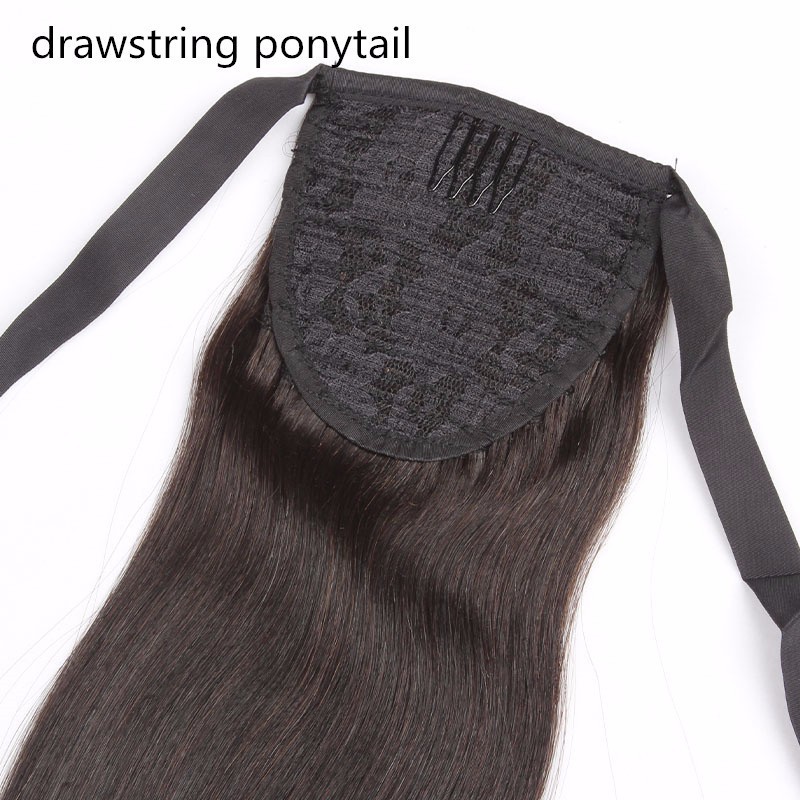 Indian remy hair ponytail extension wholesale drawstring ponytail natural color drawstring ponytail human hair for black women