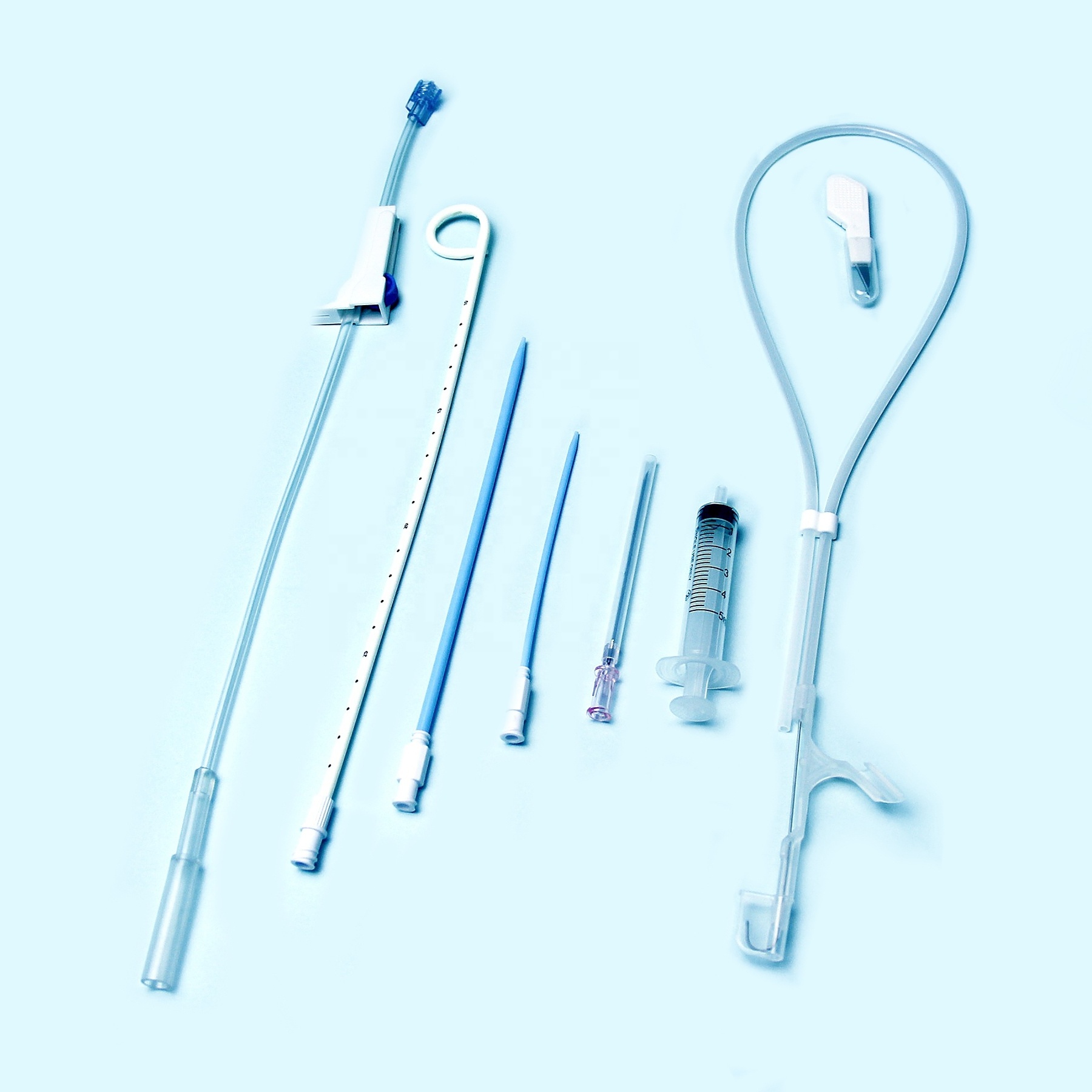 Tianck medical disposable consumable 8F 10F 12F 14F 30cm urology pigtail drainage catheter set