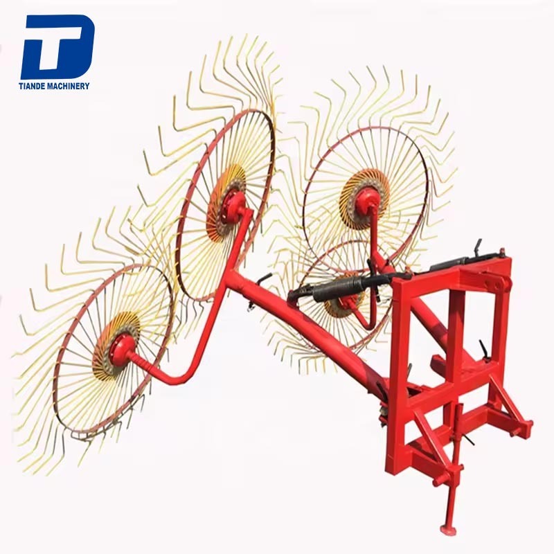 High quality Tractor pto hydraulic finger wheel hay rake