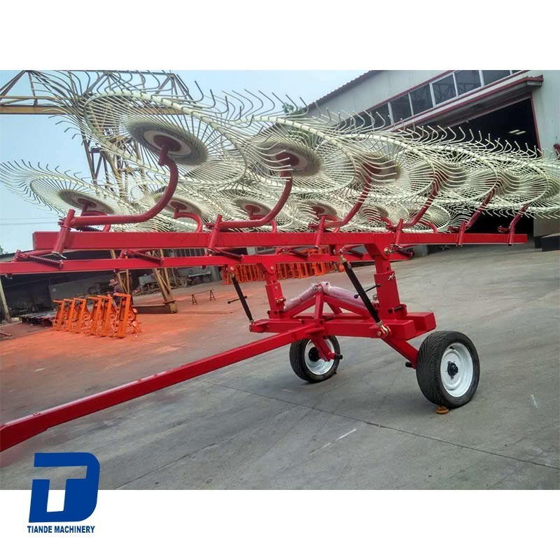 High quality Tractor pto hydraulic finger wheel hay rake