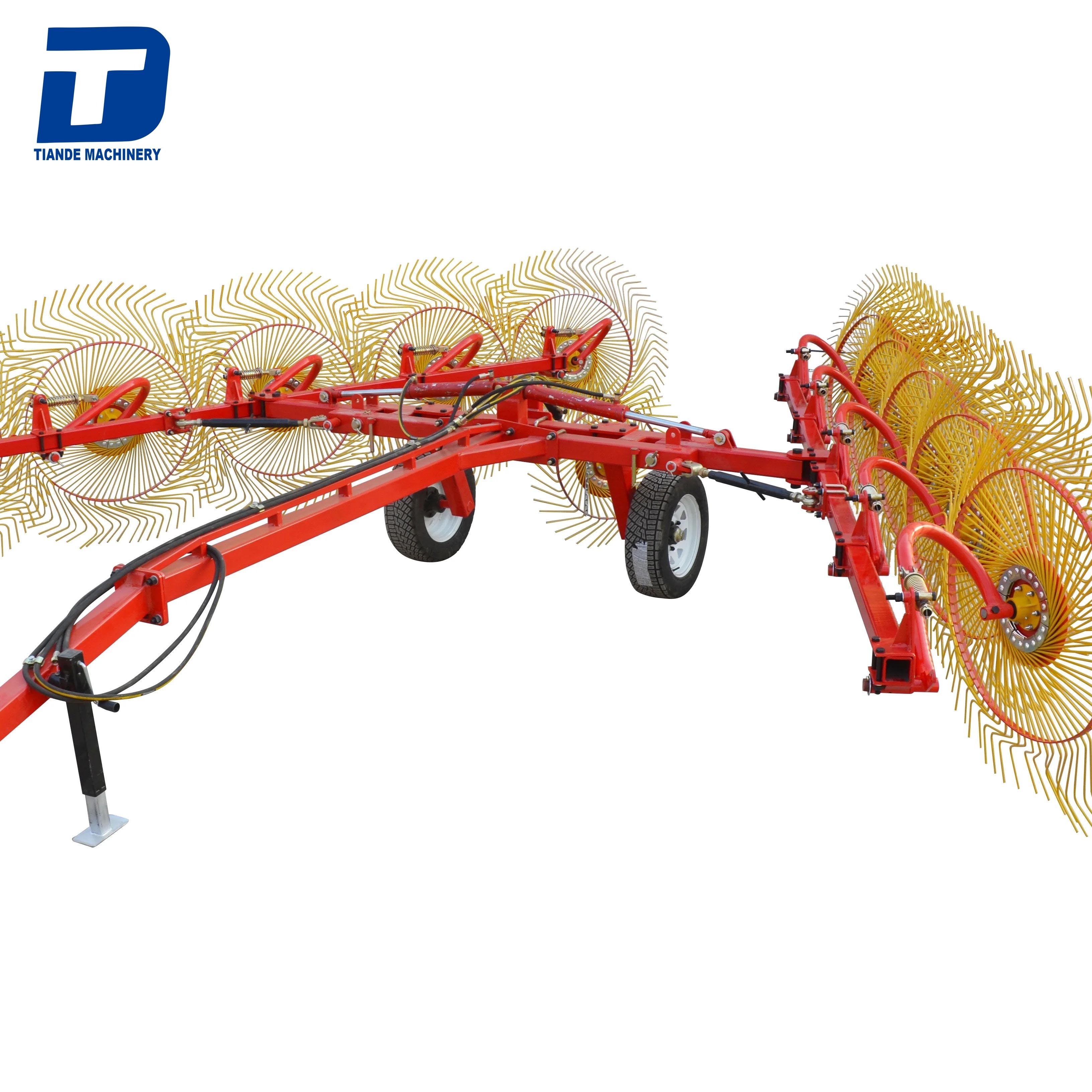 High quality Tractor pto hydraulic finger wheel hay rake