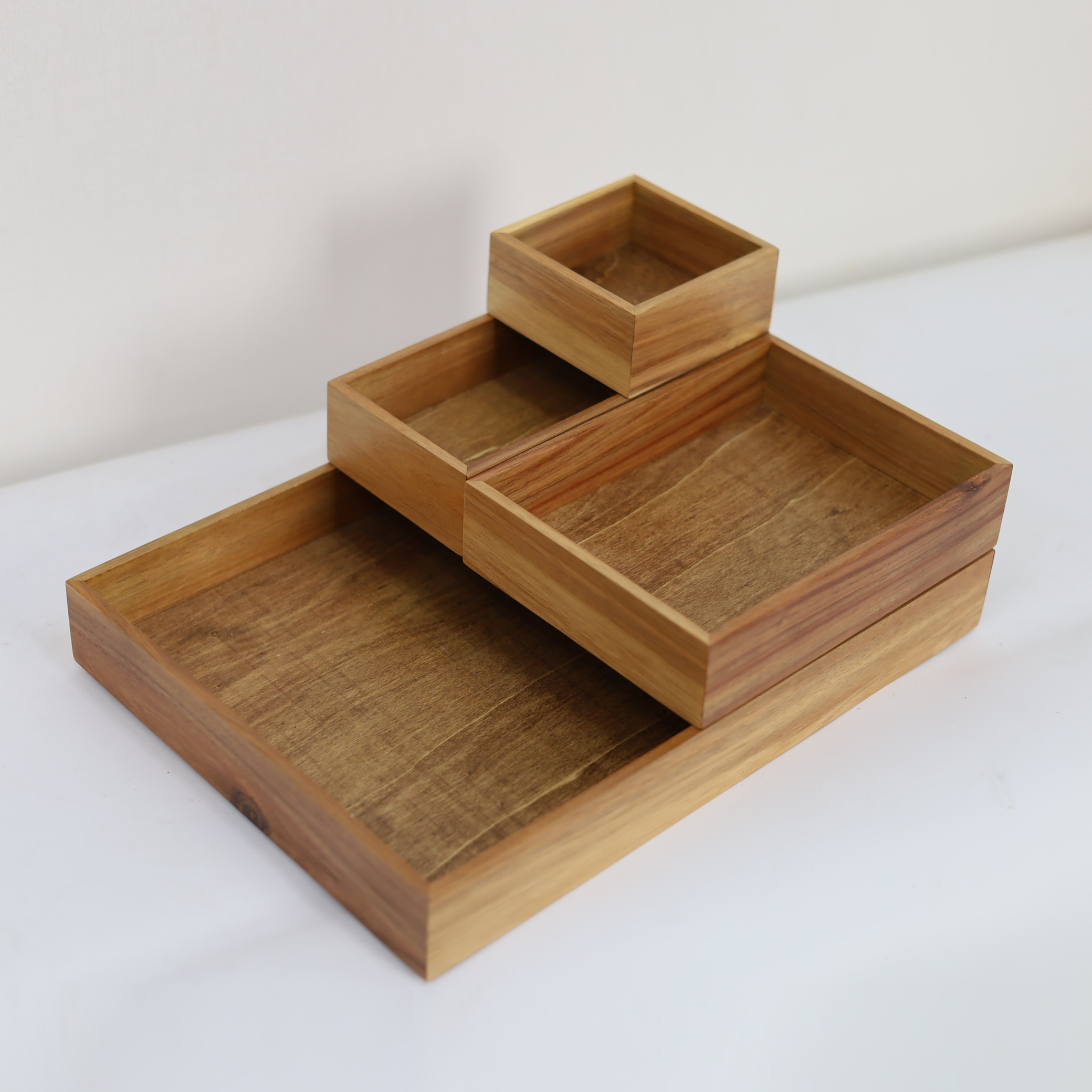 Multifunctional Desktop Simple Wood Holder Boxes For Office Home Use | Bamboo Cabinet Drawer Organizer Storage Tray Crate Box