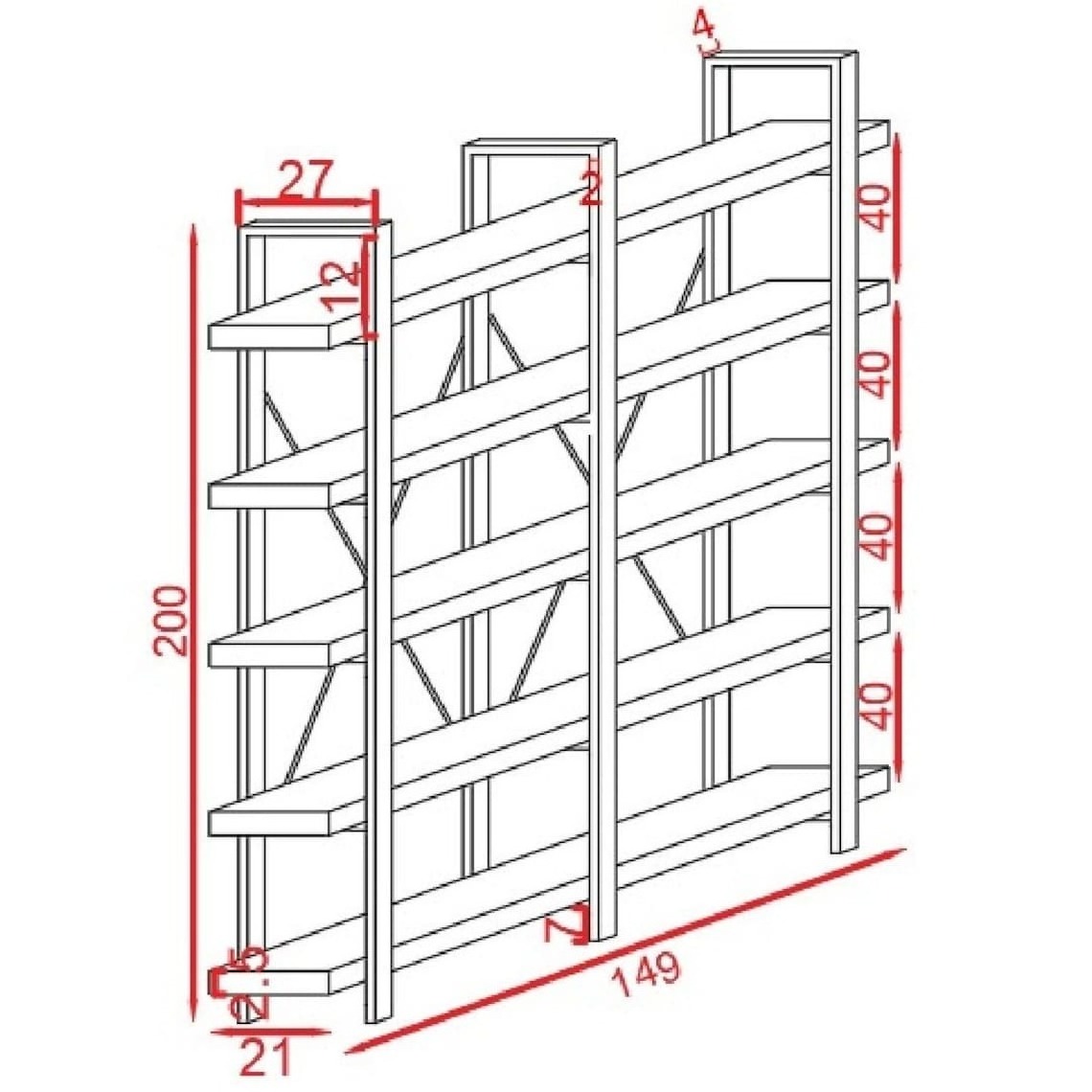 Solid Wooden Bookshelf Library Display Book Shelf Metal Antique Home Furniture Multi-Func Room 5-Tier Bookcase