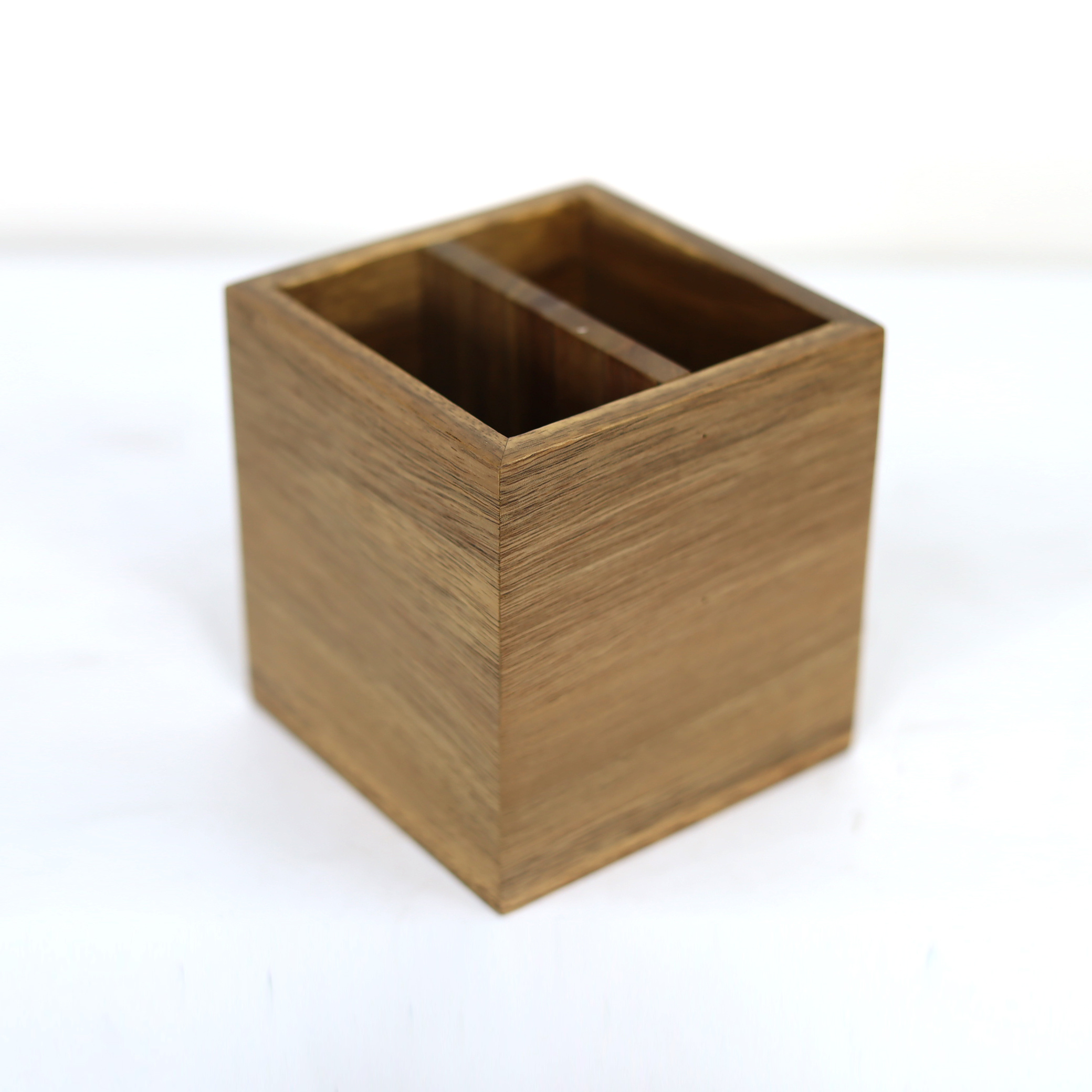 Custom Multifunction Home Office Storage Box/Wooden Pencil Cup/Square Utensil Holder/Remote Caddy/Desktop Wastebasket Trash Can