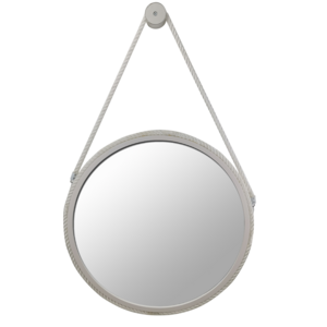 Best listing Natural wood round mirror with leather strap