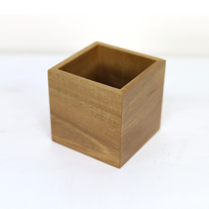 Custom Multifunction Home Office Storage Box/Wooden Pencil Cup/Square Utensil Holder/Remote Caddy/Desktop Wastebasket Trash Can