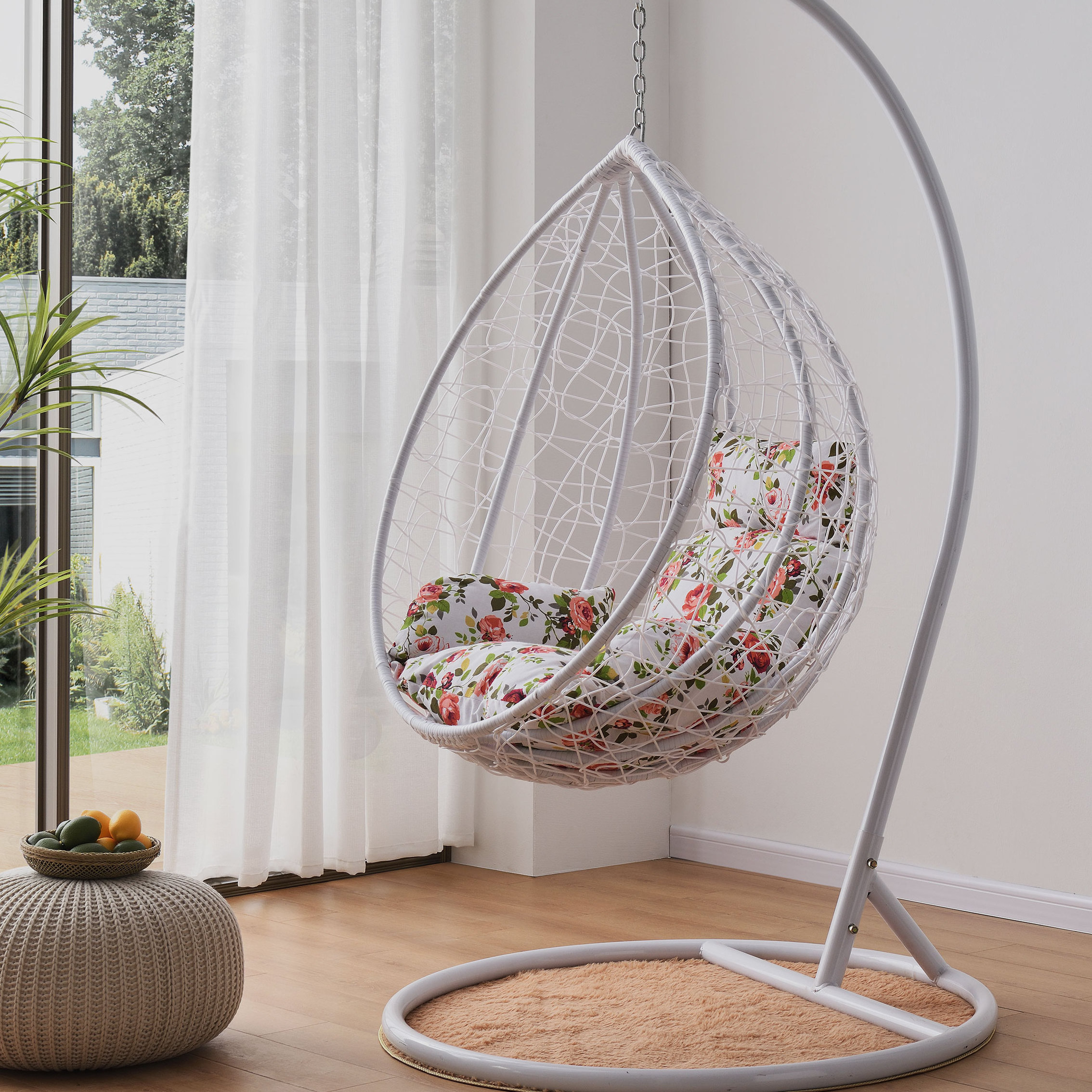 Bedroom leisure Chair  PE Swing Chair  with Stand Hanging patio furniture