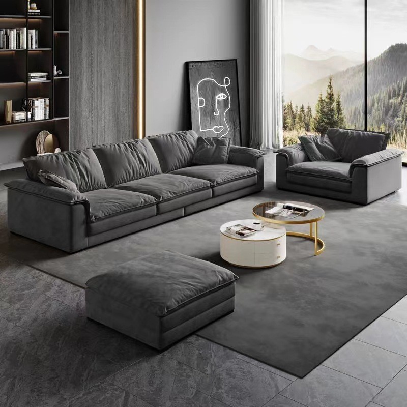 2023 Latest Design Modern Sofa Living Room Furniture Set Modern Luxury Tech Frosted Cloth Fabric Sofa Bed Living Room Sofas