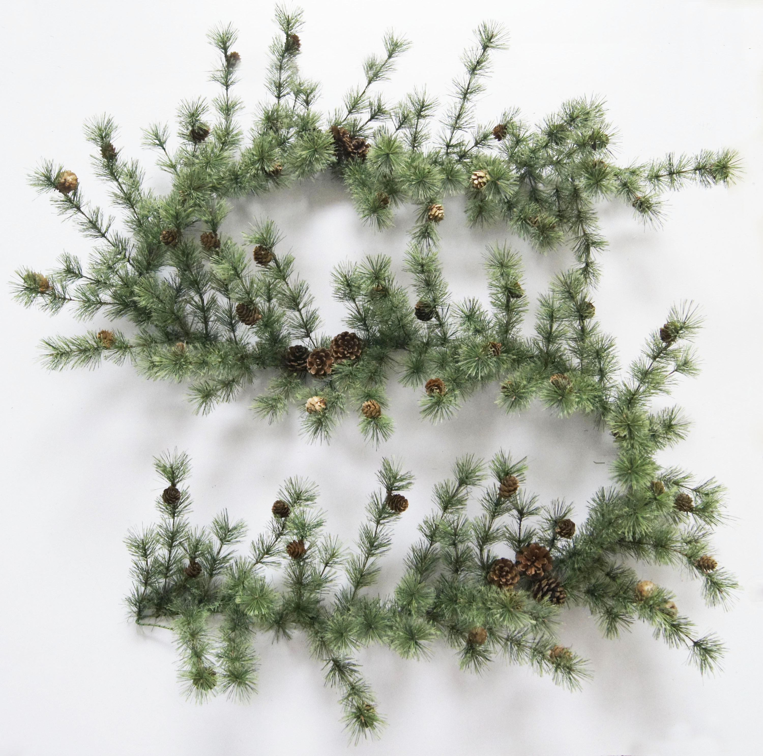 High quality pine needle pre-lit with pine cone garland 270cm artificial christmas garland