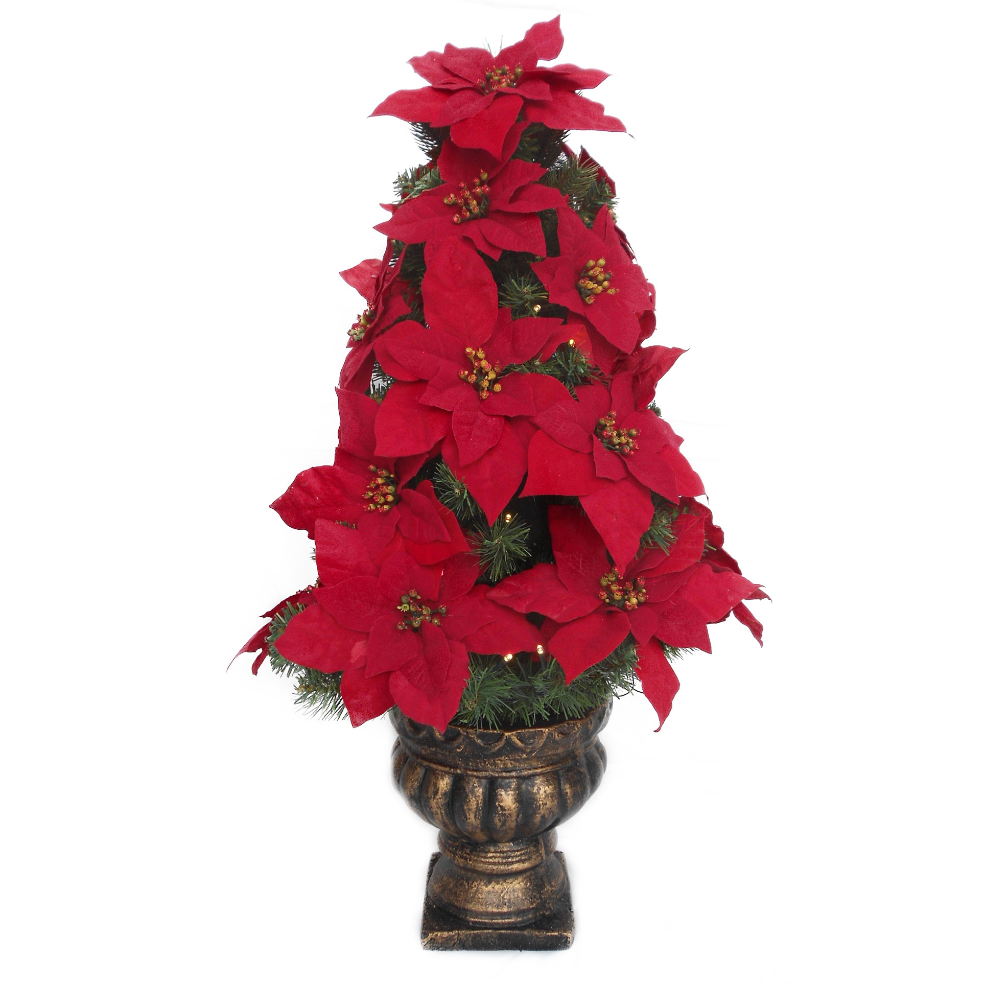 Large entrance decorative basin, tree belt, pot Christmas tree with large red flower for opening party