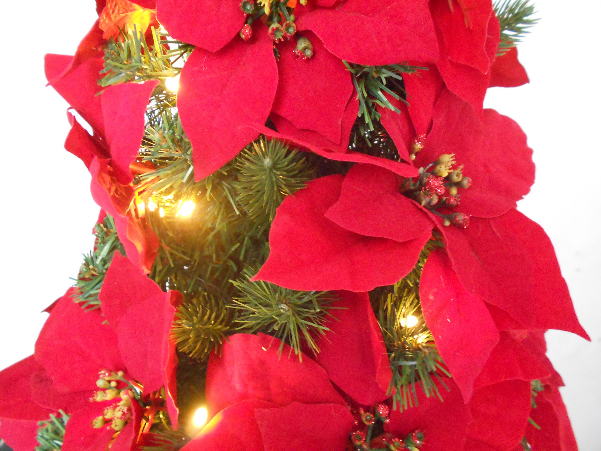 Large entrance decorative basin, tree belt, pot Christmas tree with large red flower for opening party