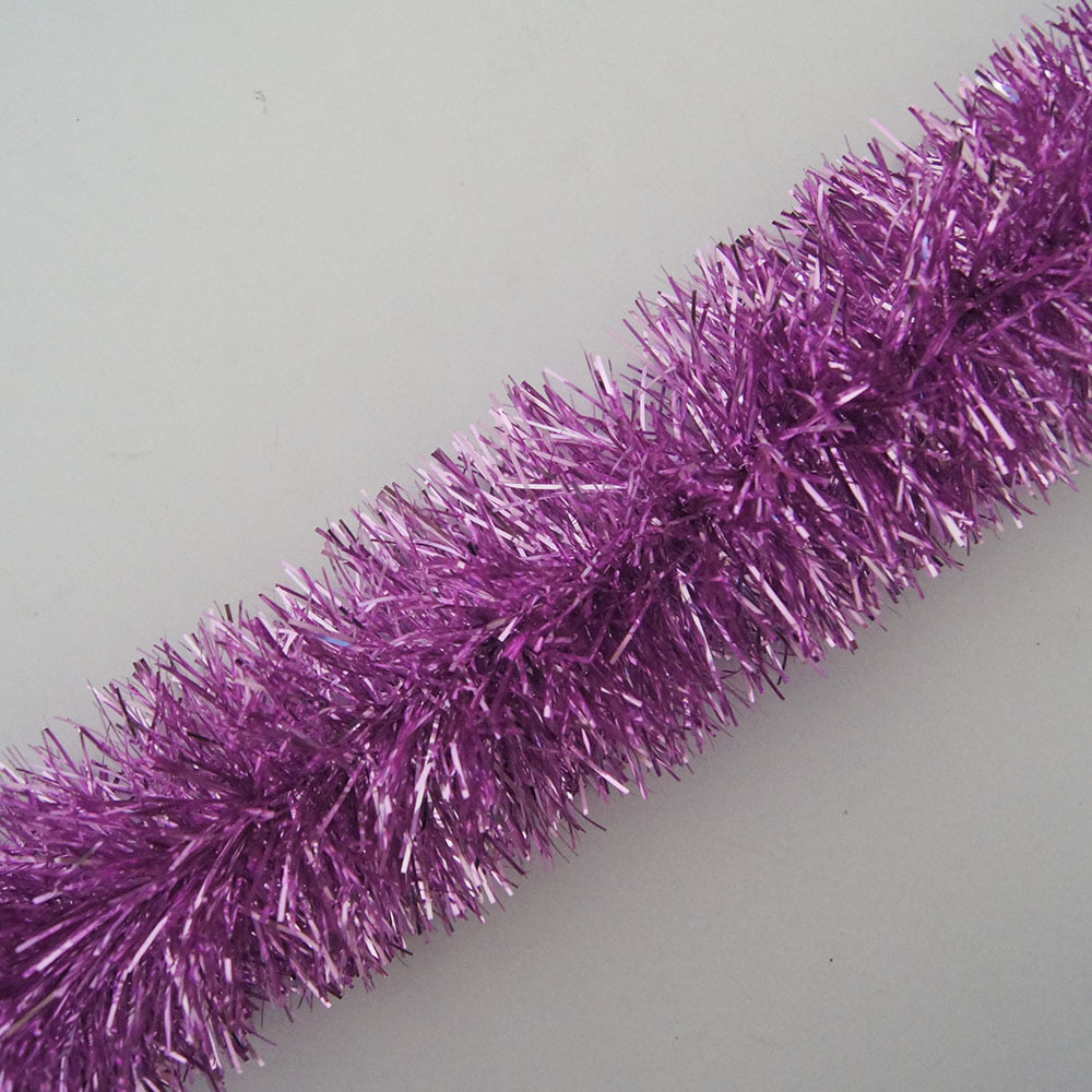 Christmas Tinsel Garland,Iridescent Pink Hanging Metallic Twist Garland for Xmas Tree Decorations Wedding Party Supplies