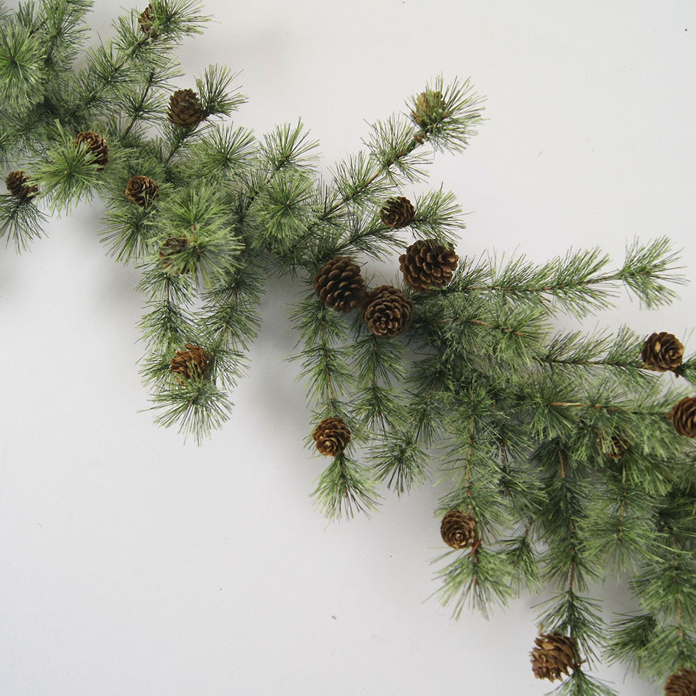 High quality pine needle pre-lit with pine cone garland 270cm artificial christmas garland