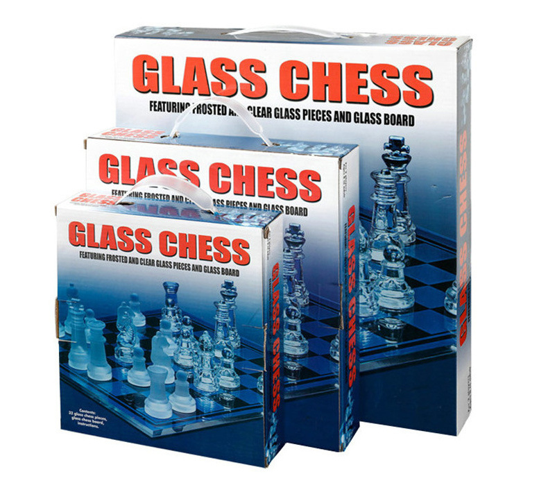 High Quality Unisex Crystal Chess Set Adult and Children Entertainment Glass Chess Games with Color Box Shot Glass Chess Set