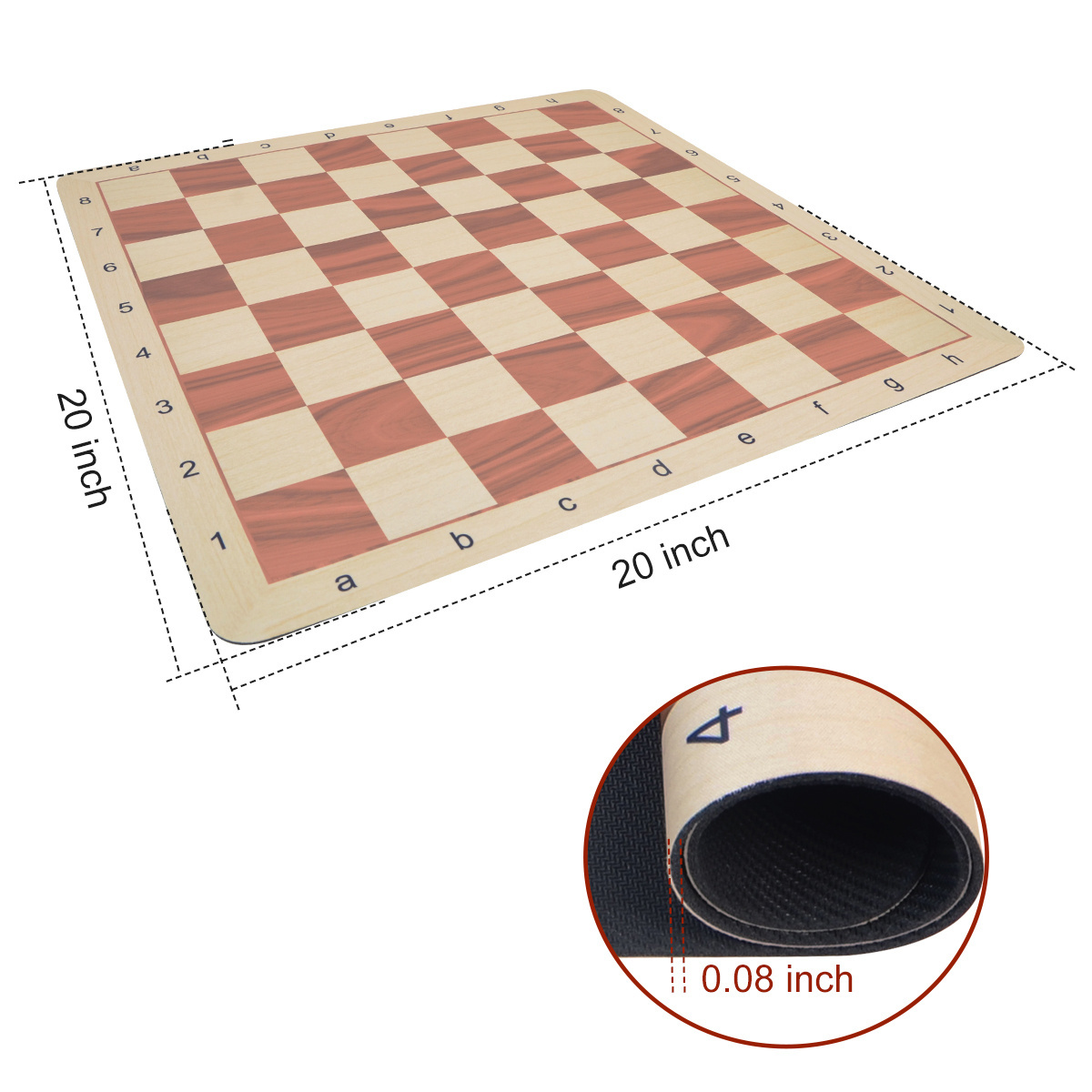 High quality rubber chess board 20 inch Non-Slip Fold chess set luxury for chess games