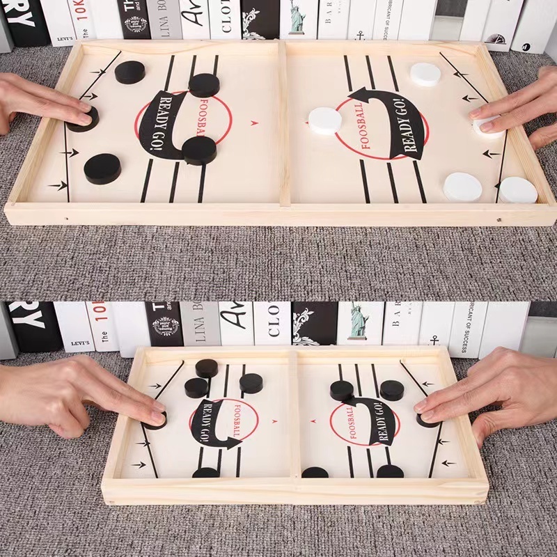 Wooden double-sided gameplay  bounce board chess set  chess 2 in 1 set flying chess gobang interactive fast sling puck game