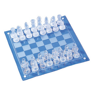 High Quality Unisex Crystal Chess Set Adult and Children Entertainment Glass Chess Games with Color Box Shot Glass Chess Set