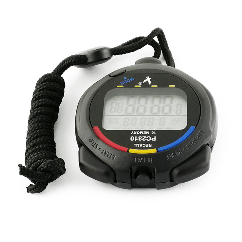 PC2310 Swimming waterproof stopwatch Large 3 row display 10 lap dual split recallable memory digital stopwatch sports