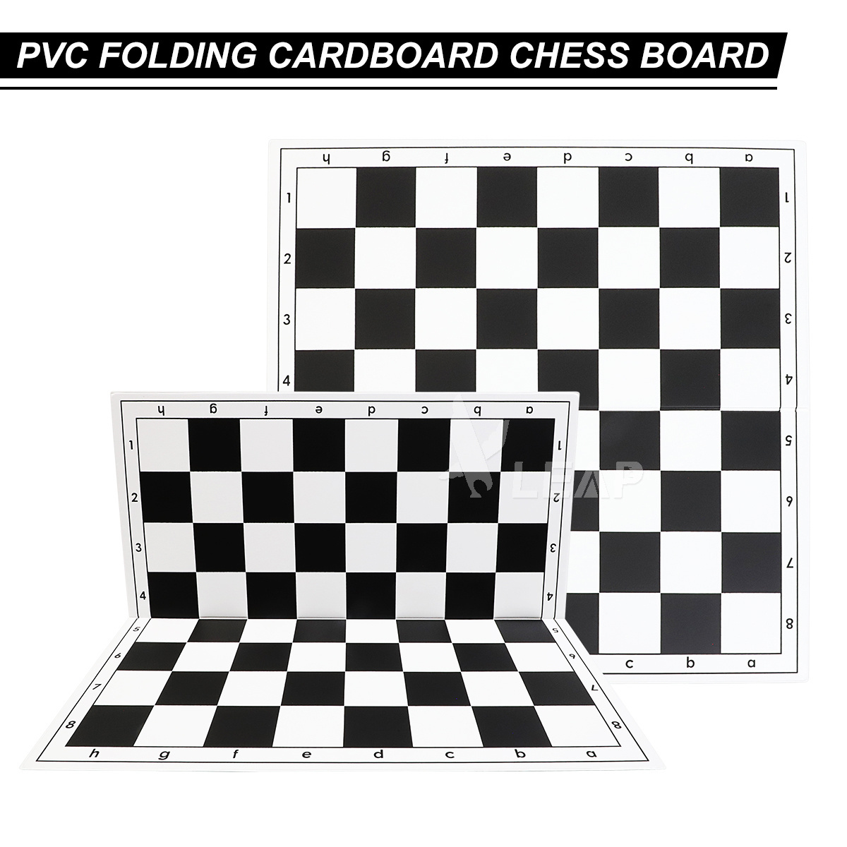 Custom logo 51cm x 51cm 20inch red black white chessboard PVC folding cardboard portable international chess board