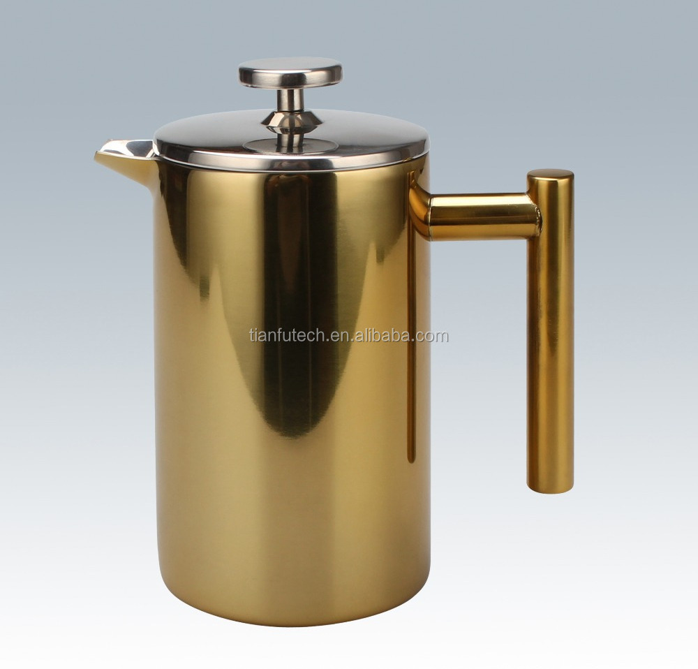 18/8 Cylinder Shape Double Wall Stainless Steel Tea Maker/ Coffee plunger / French press