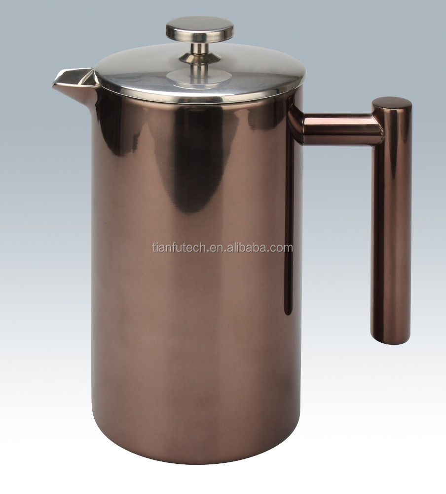 18/8 Cylinder Shape Double Wall Stainless Steel Tea Maker/ Coffee plunger / French press