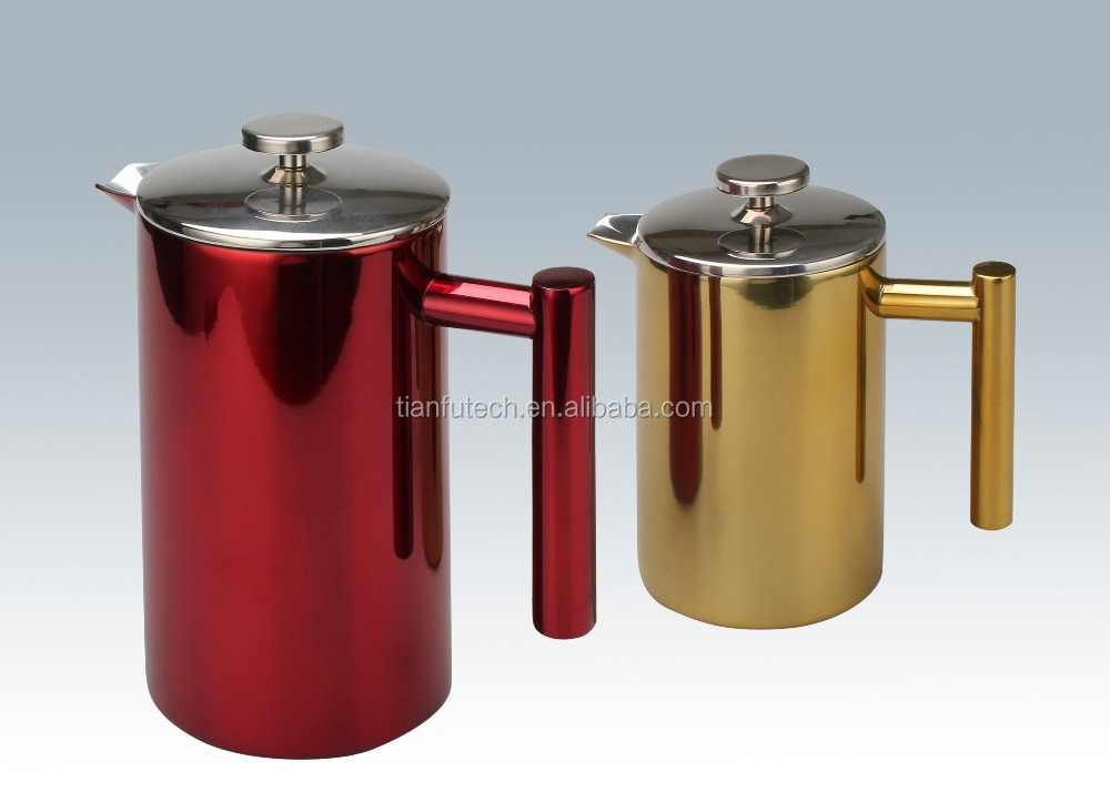 18/8 Cylinder Shape Double Wall Stainless Steel Tea Maker/ Coffee plunger / French press