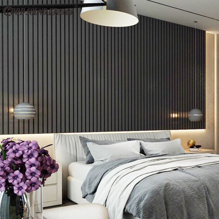 GoodSound Custom Akupanel Fluted Headboard Grey Wooden Slat wholesale price wall cladding wood panel