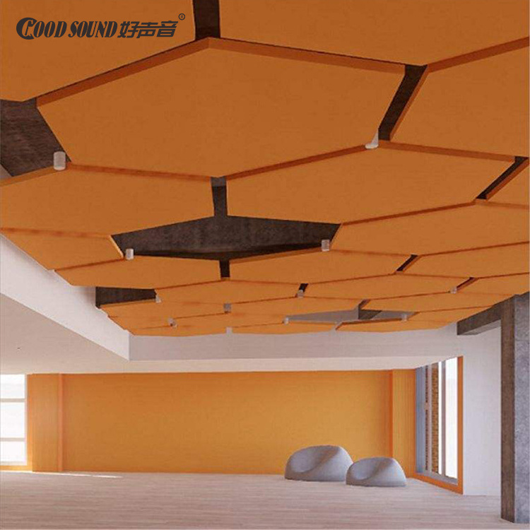 GoodSound Large Space Hanging Hexagon Roofing Fiberglass Acoustic Insulation Ceiling Panel