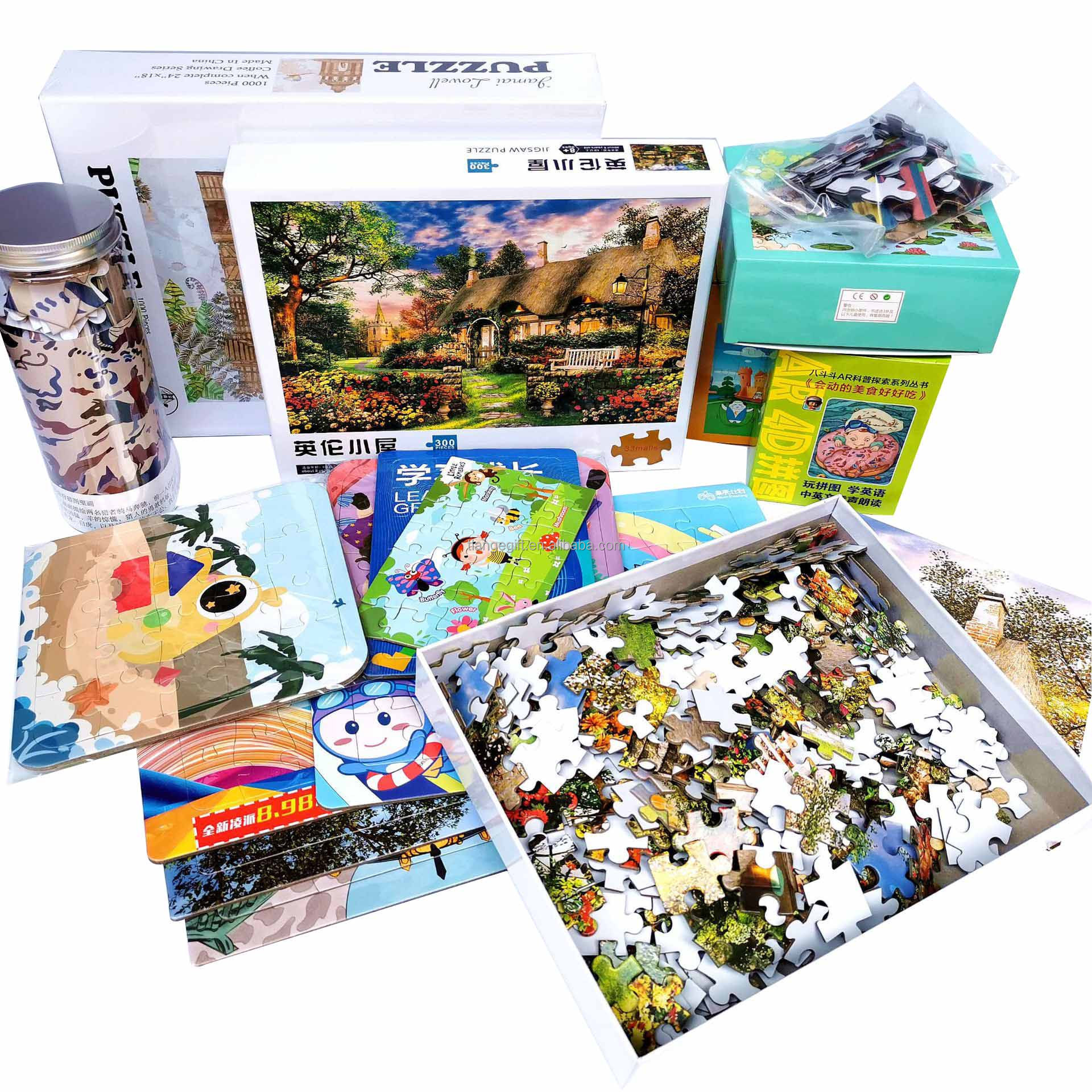 Wholesale printable paper cardboard for adults 500pcs/1000pcs blank jigsaw puzzle for sublimation