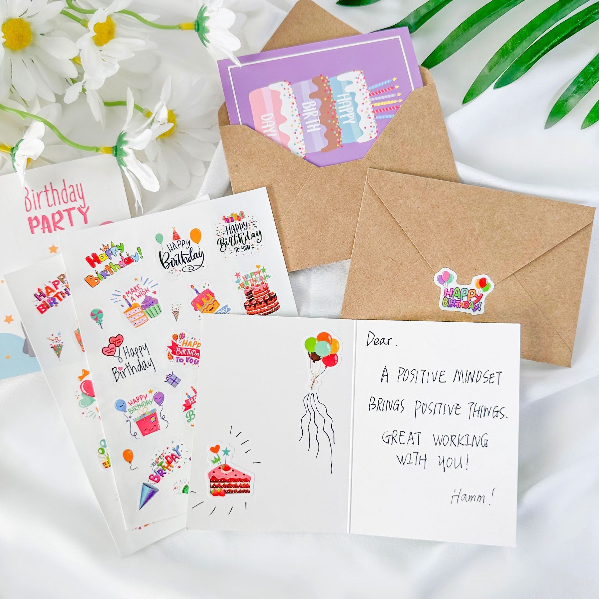 20 Unique Designs Kids Happy Birthday Cards Bulk Large Assorted Greeting Notes with Envelopes And Stickers