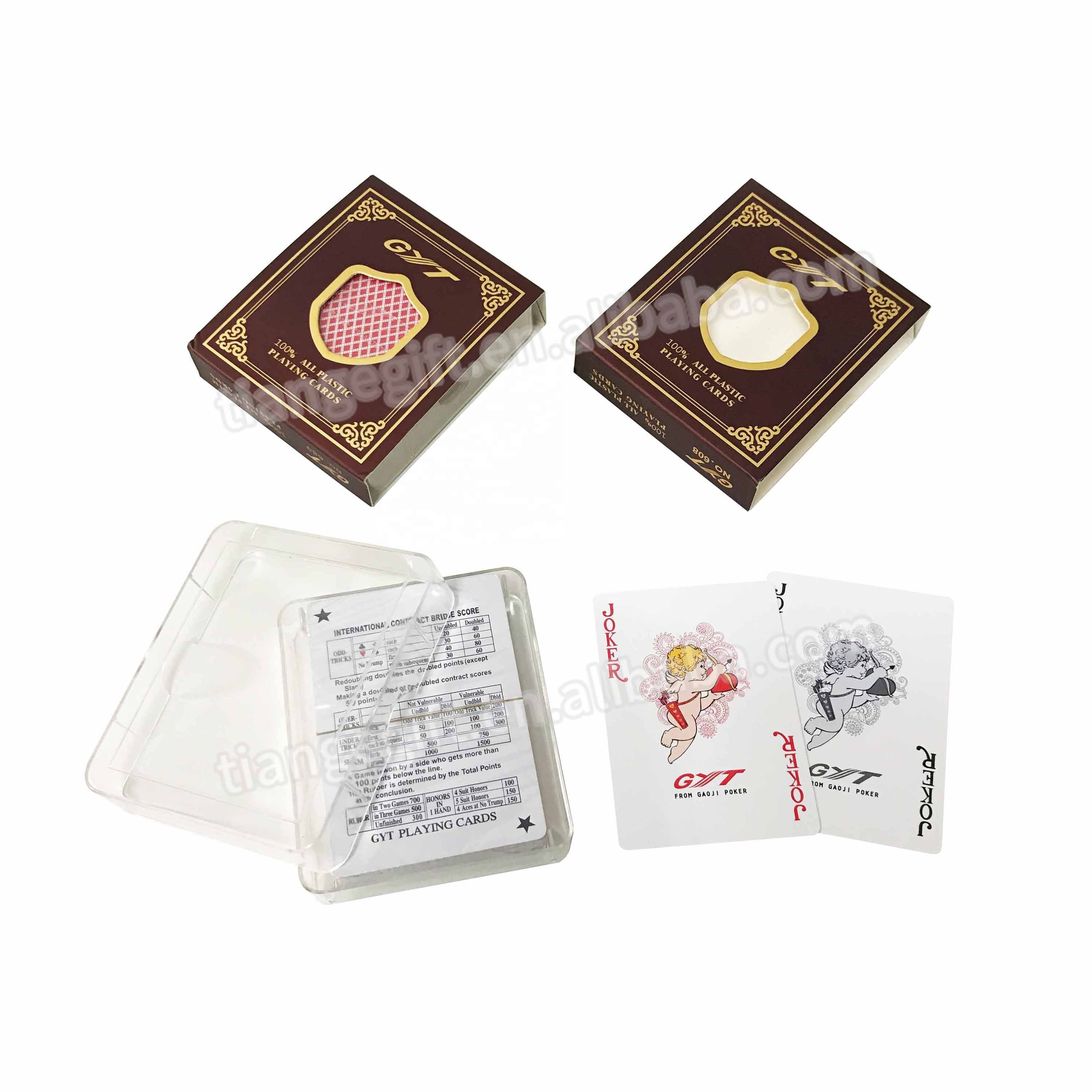 custom printing 100% new pvc plastic waterproof playing cards with clear plastic case