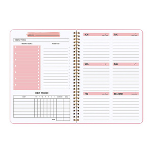 Hot Selling 52 Weekly Schedule Book Waterproof PVC Cover Double Wire Gold Spiral Bound Notebook