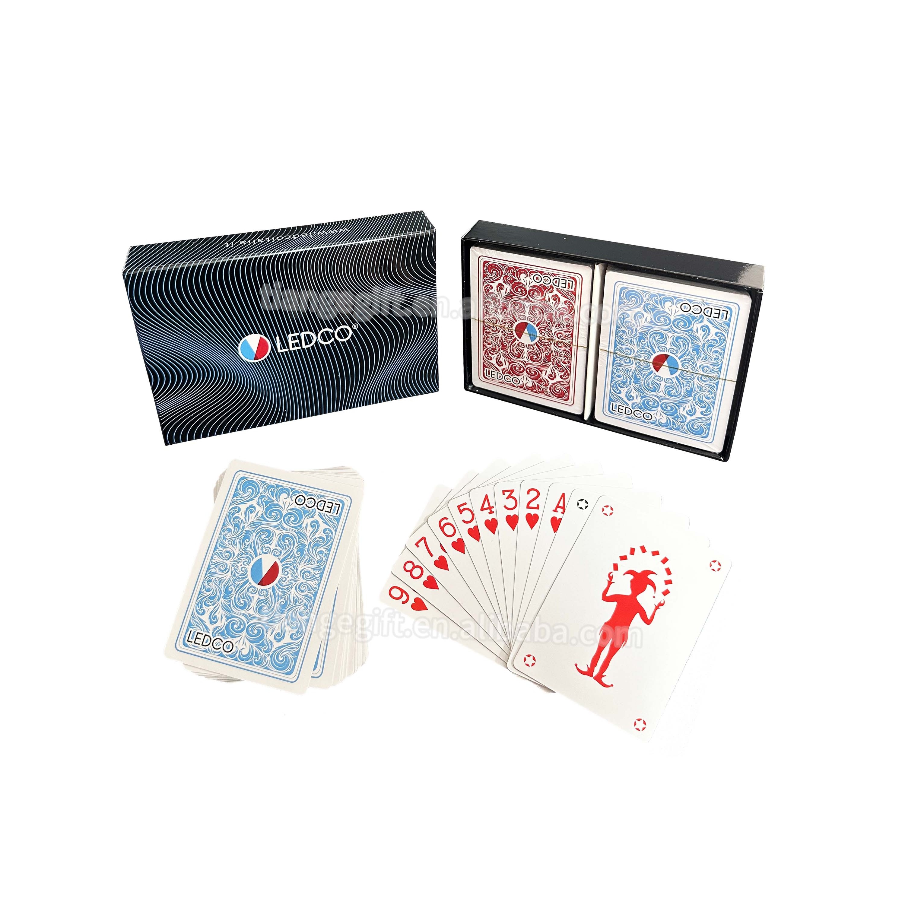 Custom Design Double Deck Red and Blue Paper Playing Poker Cards For Promotion