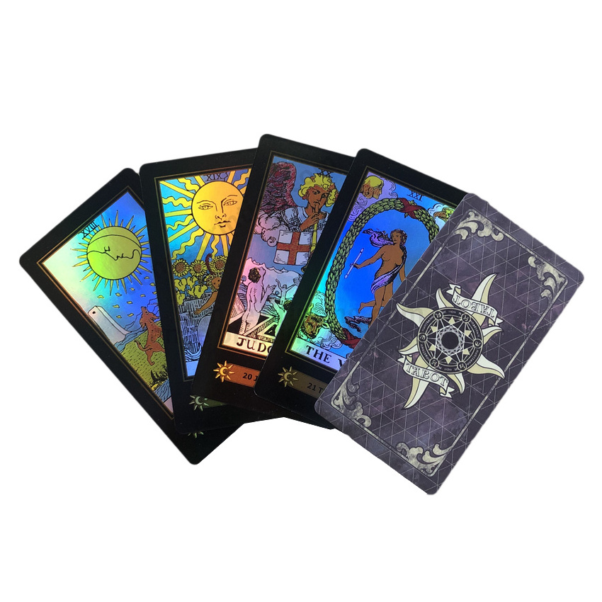 Holographic Tarot Cards Deck Of 78 Surface Laser Cards With English Guidebook