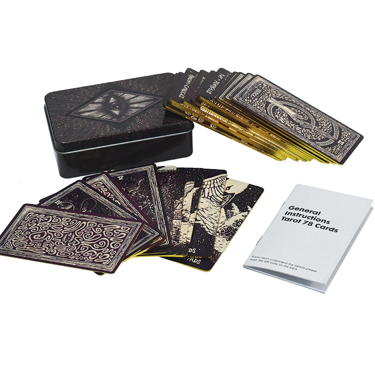 Create Your Own Design High Quality Golden Gold Edge Anime Mini Spanish Bulk Paper Printed Playing Cards Tarot