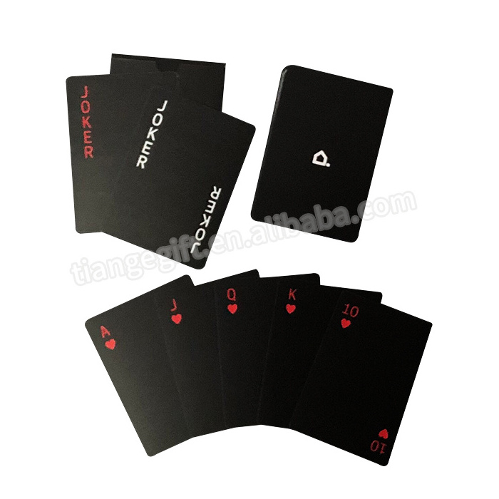 Custom Poker Durable Smooth Waterproof Black Plastic Playing Cards Poker Decks Printing