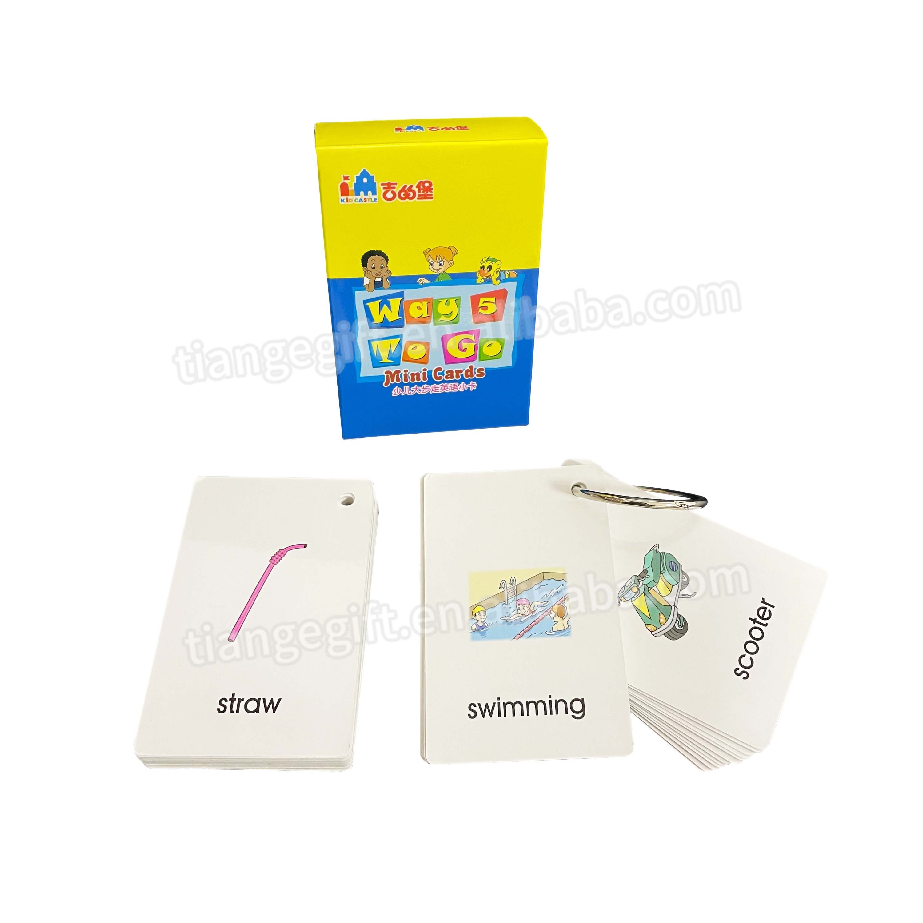 Custom Kids Toddlers Flashcards Educational Kids Alphabet Flash Cards with binder ring