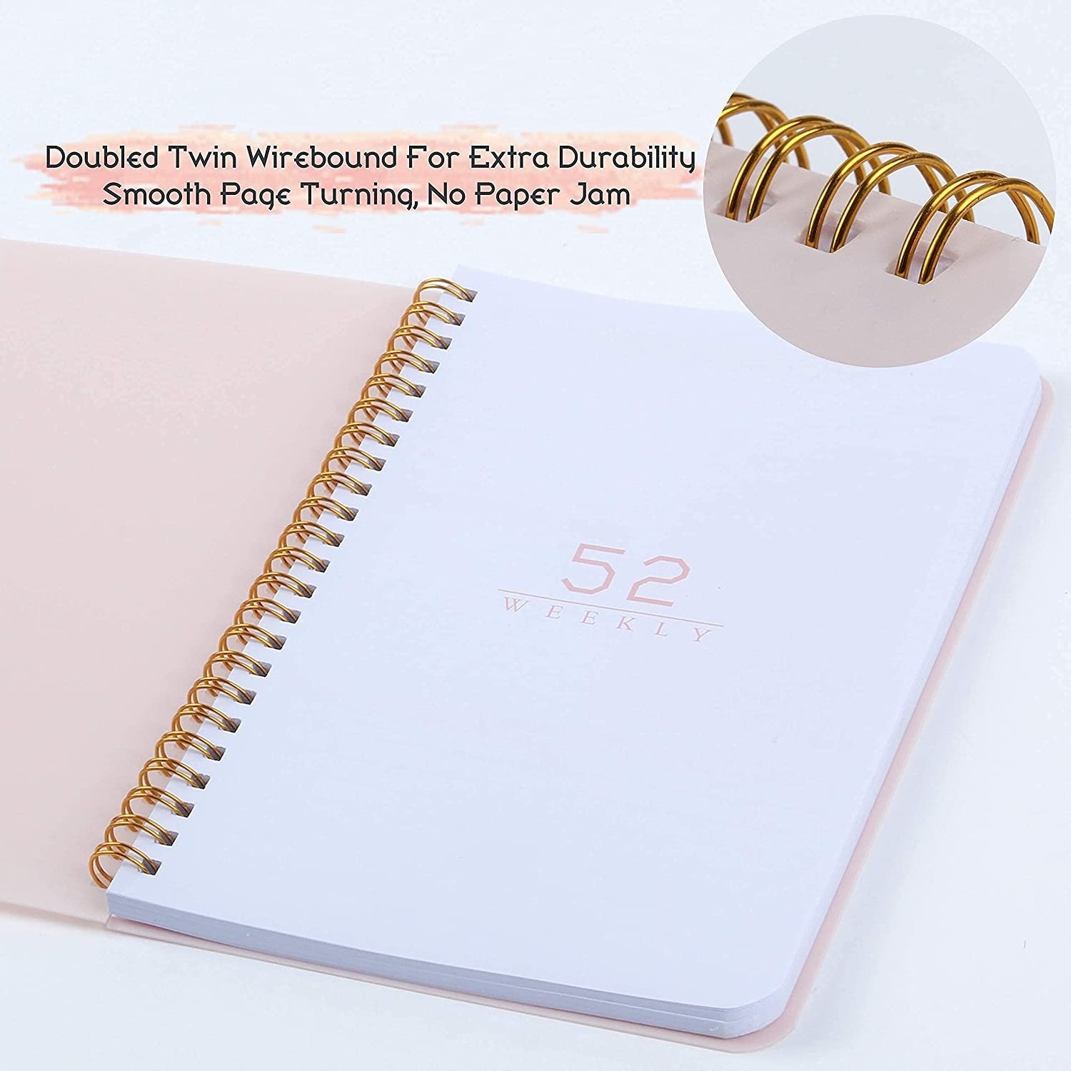 Hot Selling 52 Weekly Schedule Book Waterproof PVC Cover Double Wire Gold Spiral Bound Notebook