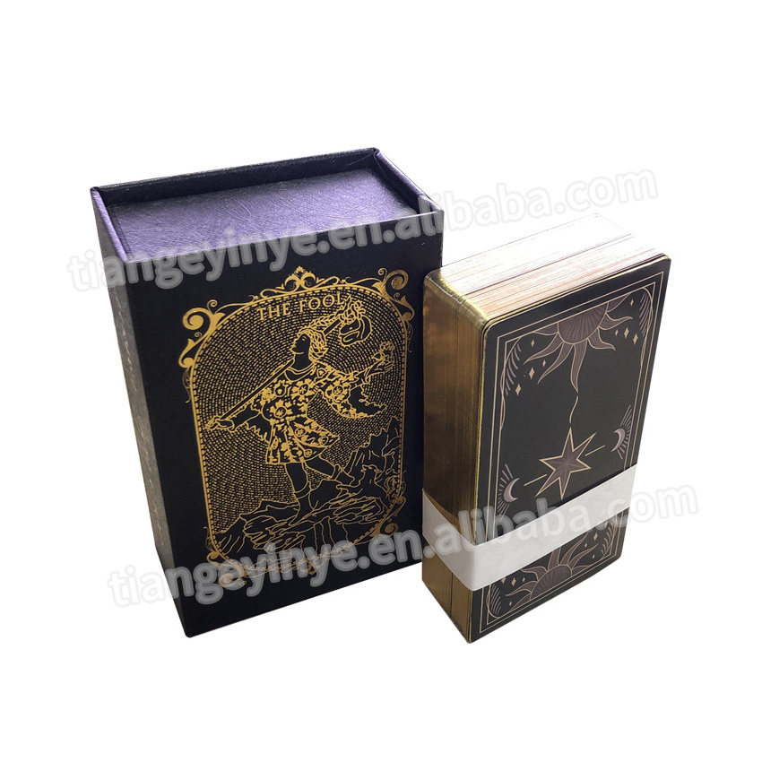 TG Custom Printing Oracle Gold Foil Deck High Quality Golden Edge Side Tarot Cards With Magnetic Box