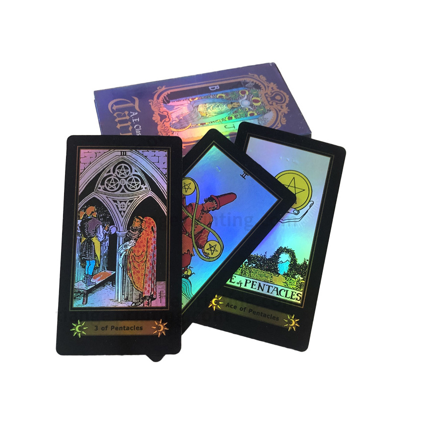 Holographic Tarot Cards Deck Of 78 Surface Laser Cards With English Guidebook