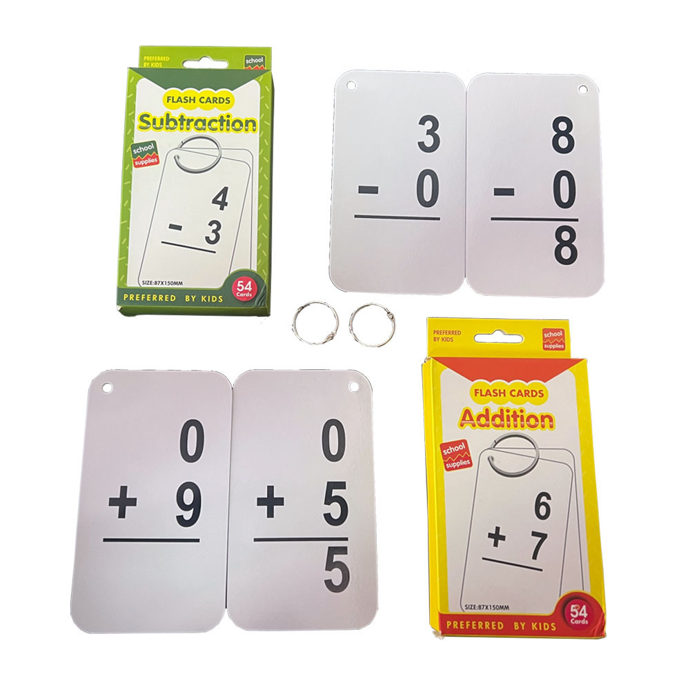 Addition/Subtraction/Division & Multiplication Flash Cards Kids Learning Math Flash Cards With Rings