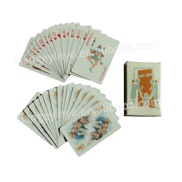 Custom High Quality Promotional Advertising chip playing cards game custom logo poker card with box