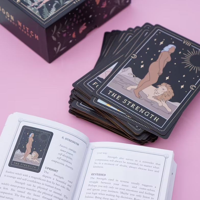 Custom Printing Pink Black Gold Foil Angel Tarot Oracle Cards