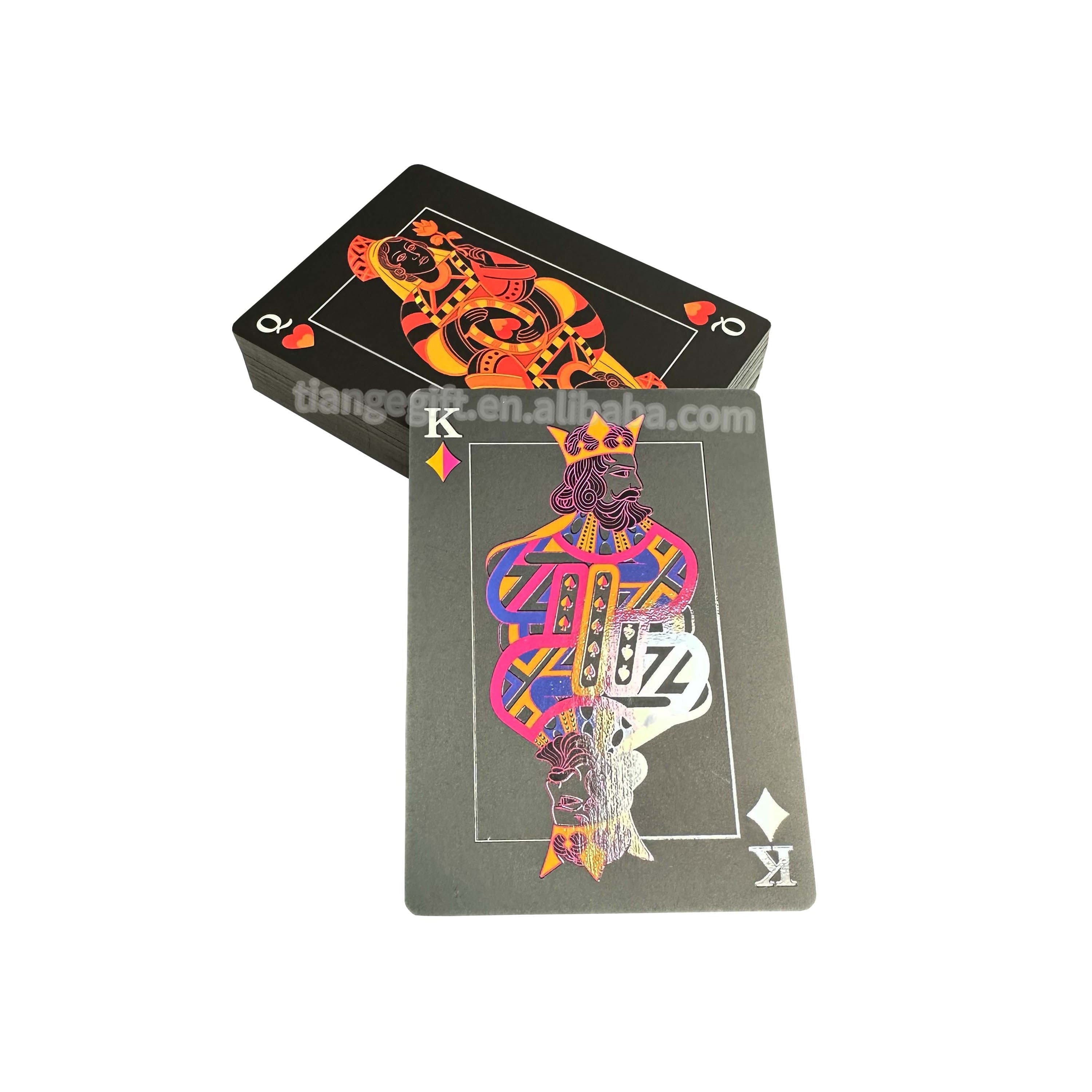 Custom Promotional Black Matte Lamination Both Sides Glossy Spot UV Paper Playing Cards