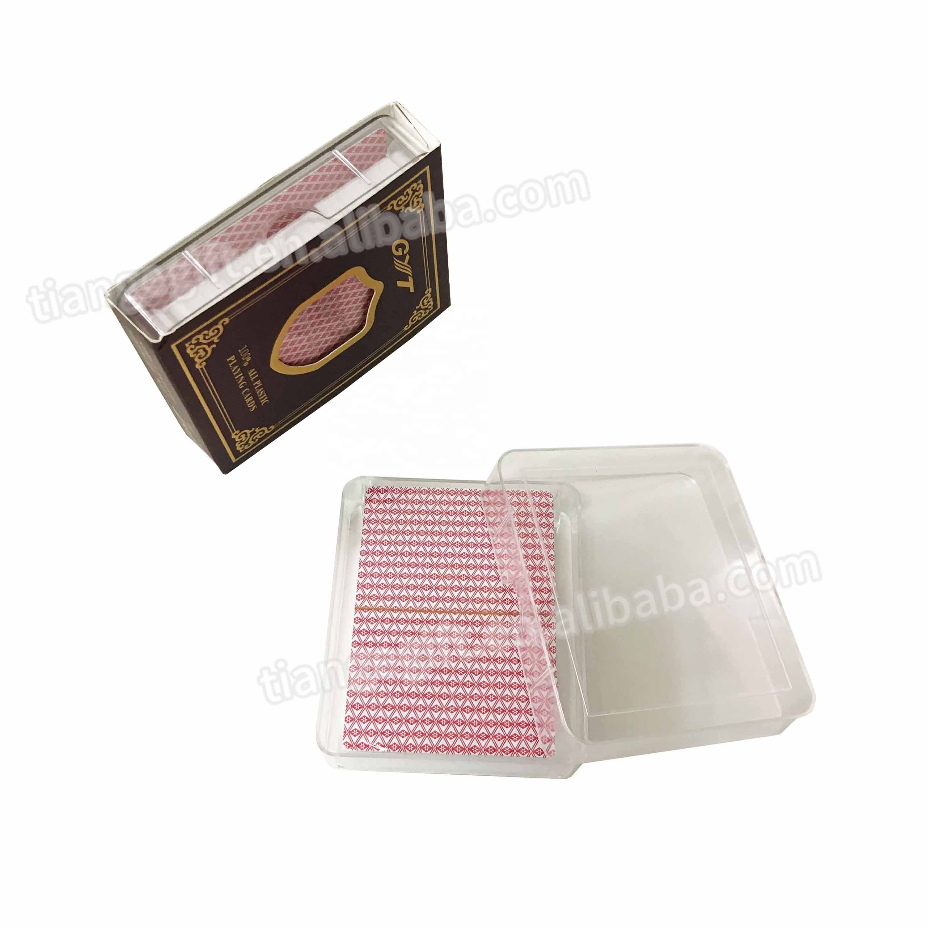 custom printing high quality 100% waterproof white pvc plastic playing cards with plastic box