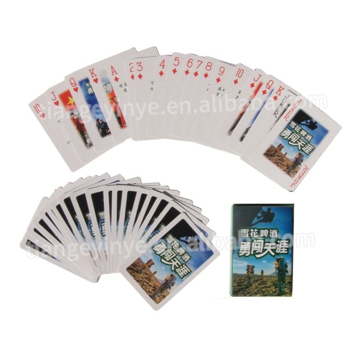 Customized design  Logo Paper Card Game Playing Cards Advertising PVC Waterproof Playing Cards With Box