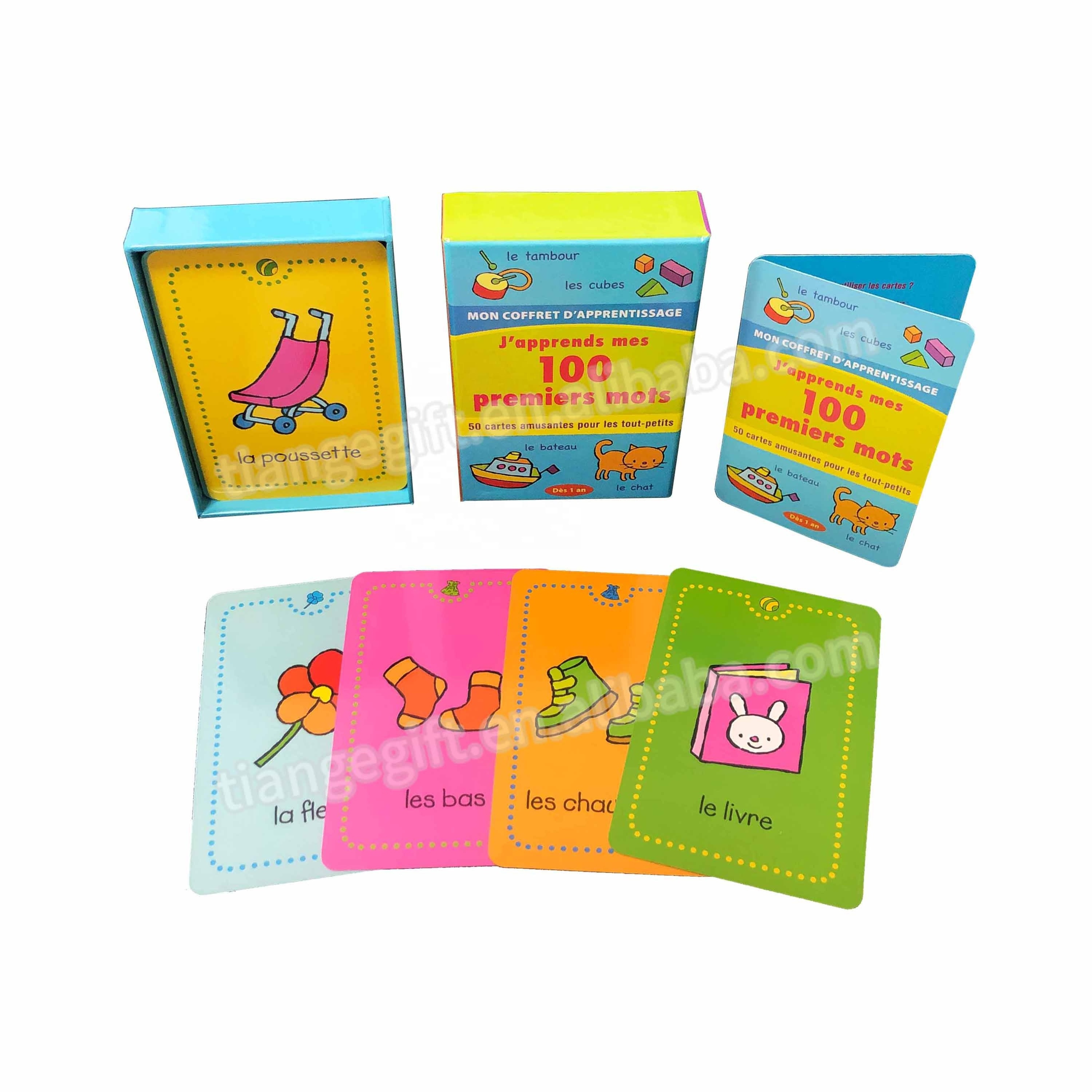 custom printing big size different themes early learning memory flash cards for children