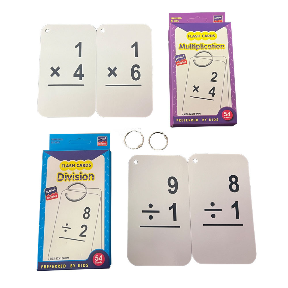 Addition/Subtraction/Division & Multiplication Flash Cards Kids Learning Math Flash Cards With Rings